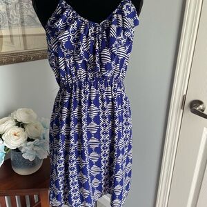 Everly Blue and White Halter Sundress